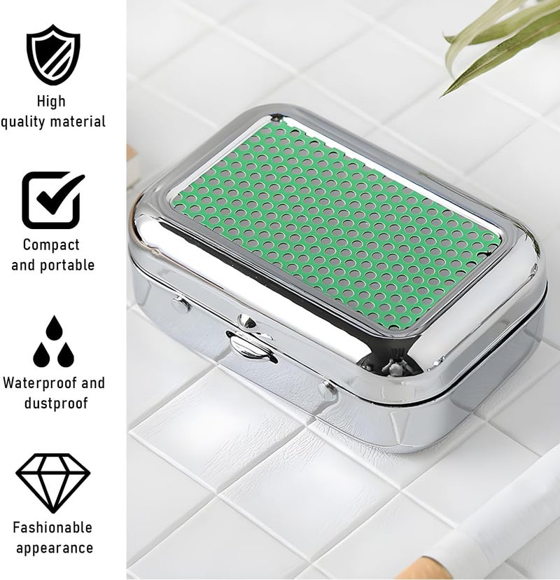 SHMZK Mini Portable Ashtrays, Metal Pocket Dustproof Car Ash Tray with Lid, Compact Square Windproof Car Cigar Ashtrays, Decorative Cigarette Snuffers Ashtray for Car Home Office (Green) - Image 4